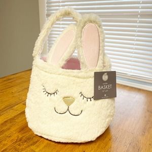 Levtex Cream and Pink Bunny Easter Basket